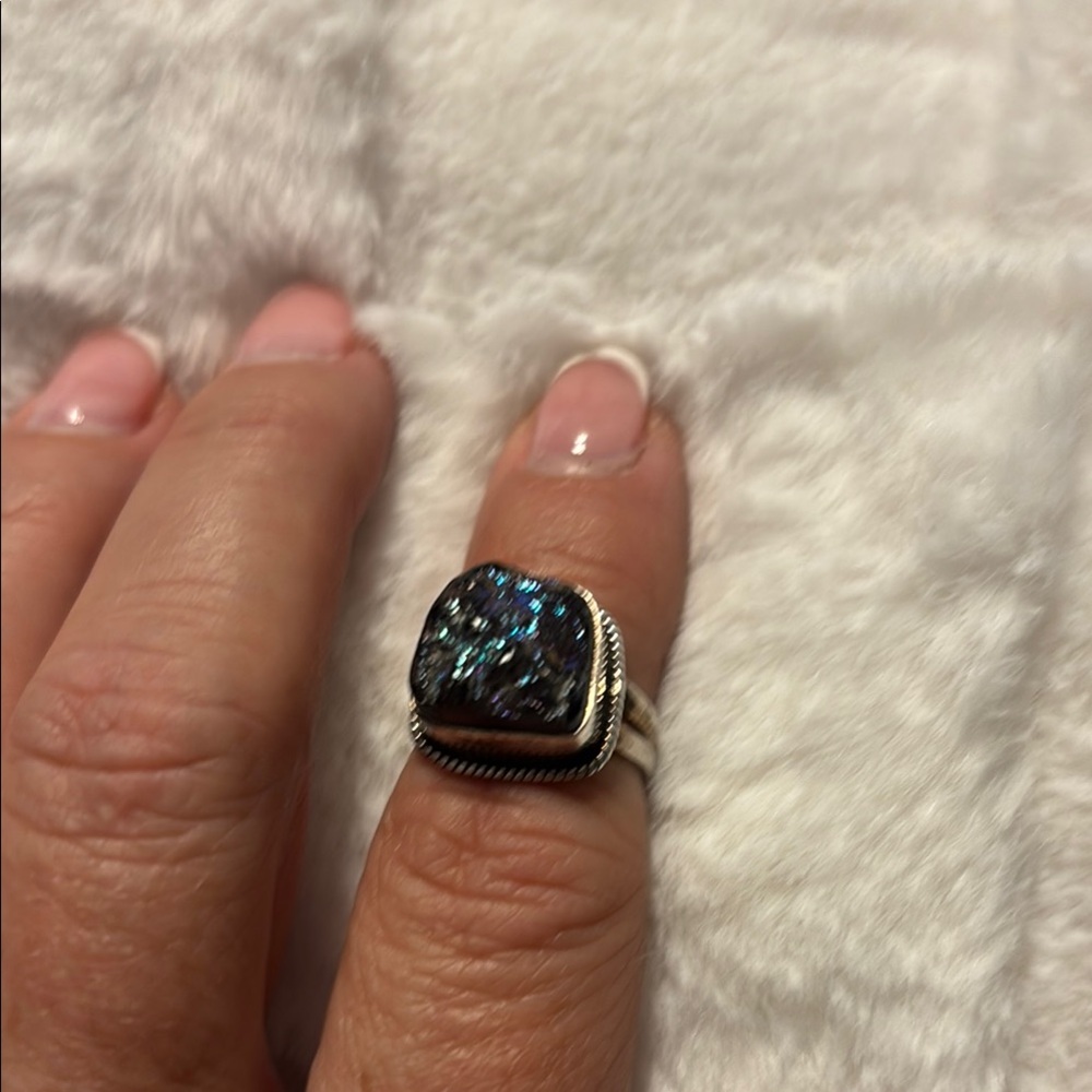 Sterling Silver and Druzy Stone Ring